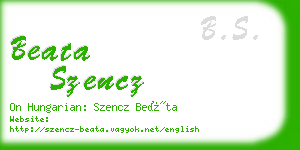 beata szencz business card